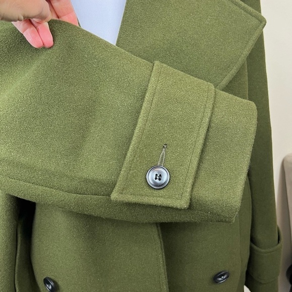 ASOS Oversized Double Breasted Notched Collar Pea Coat Khaki Size 6 - Picture 10 of 15